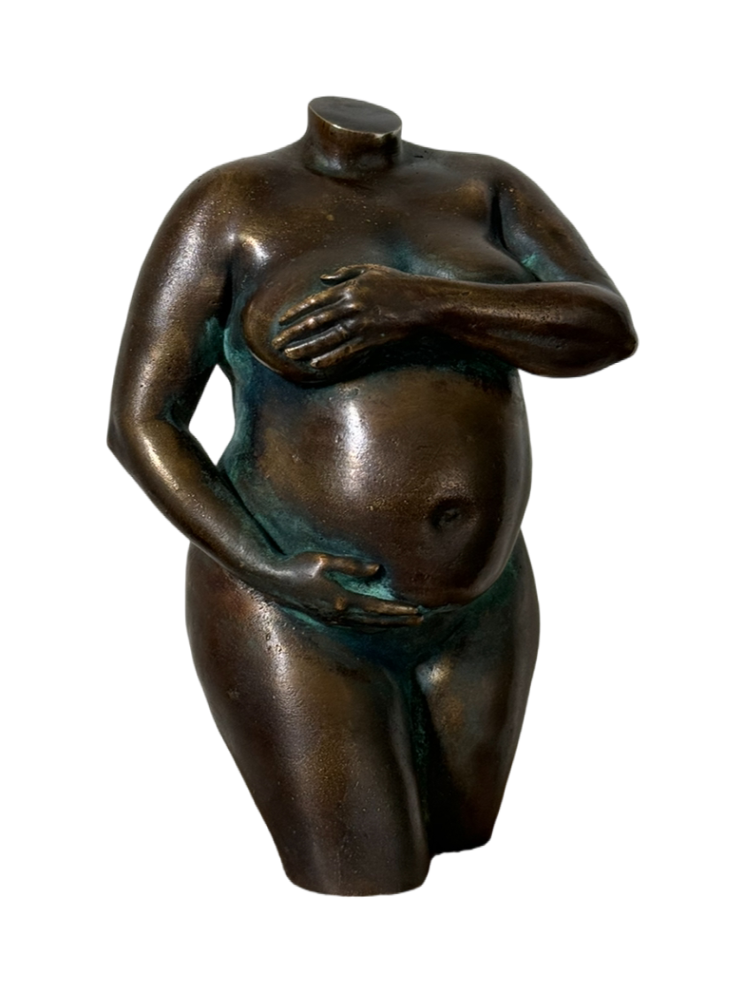 casted bronze pregnancy statue sculpture bump